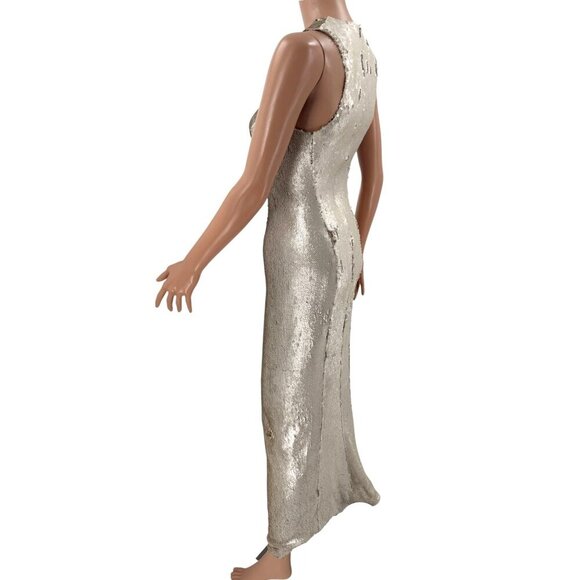 Galvan London Dress Gold Sequin Maxi FR34 US2 | Designer Evening Gown - Picture 6 of 9